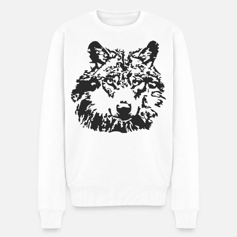 Wolf vek Wolfskopf - Pull Premium bio Homme - blanc