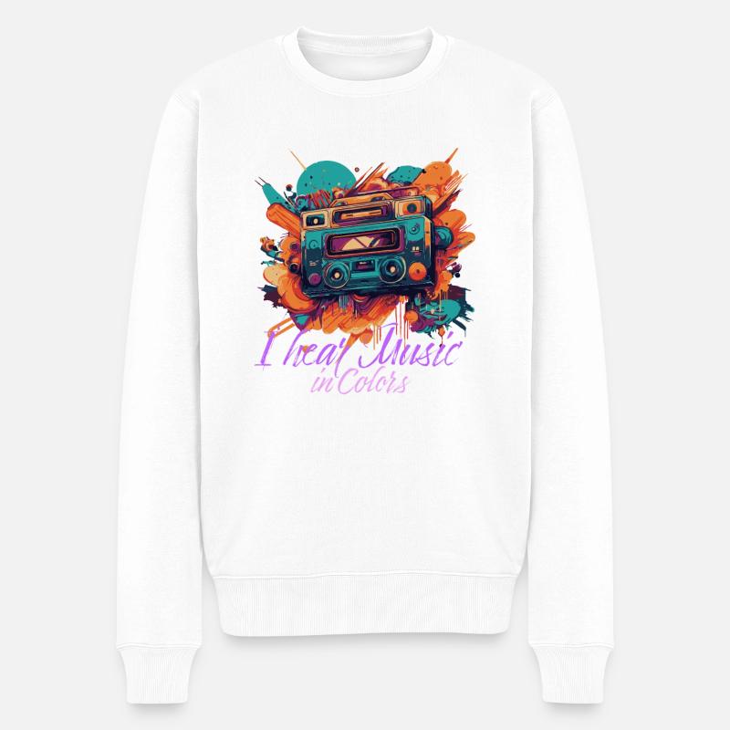 Music Explosion – Farben und Klänge vereint - Männer Premium Bio Pullover - Weiß