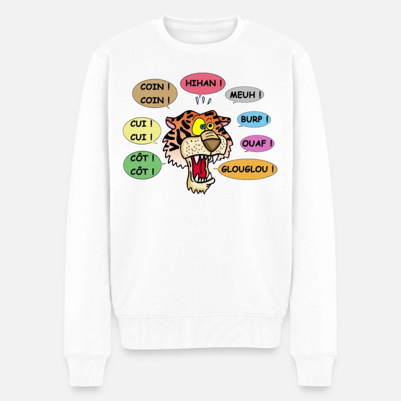 Tigre polyglotte - Pull Premium bio Homme - blanc