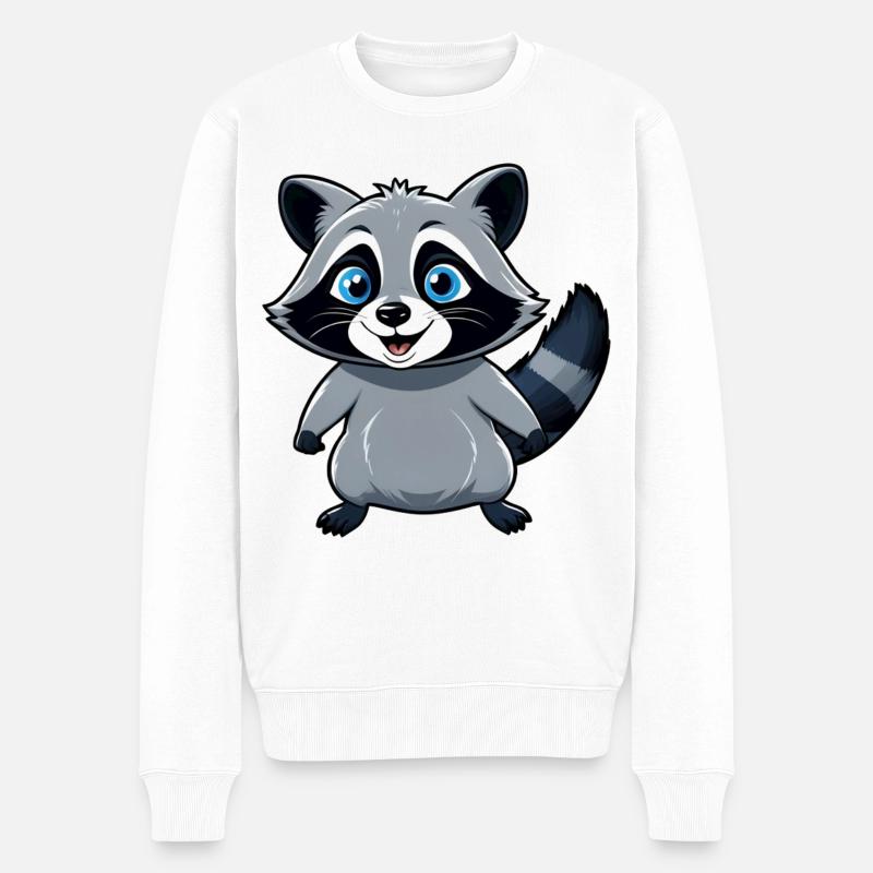 Niedlicher kleiner Waschbär mit blauen Augen - Männer Premium Bio Pullover - Weiß