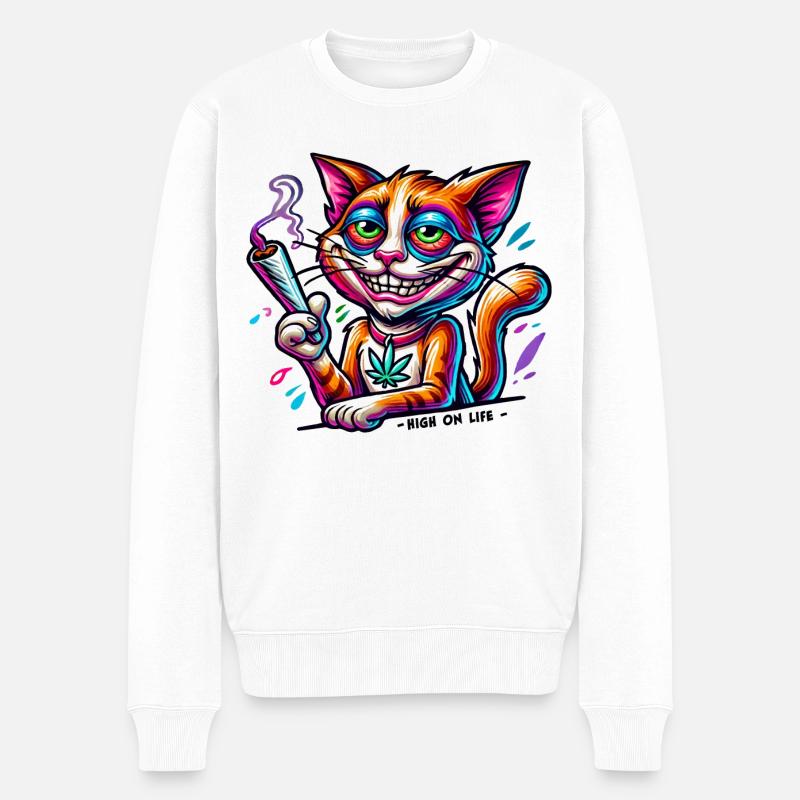 High Cat - High on live - Männer Premium Bio Pullover - Weiß