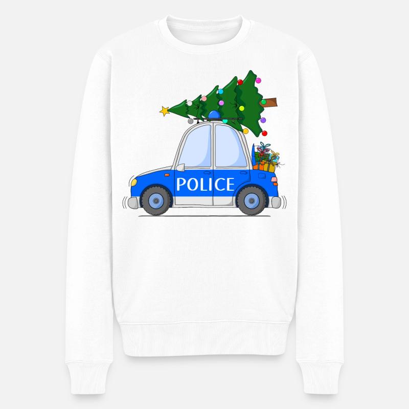 Polizeiauto Police Weihnachten - Männer Premium Bio Pullover - Weiß