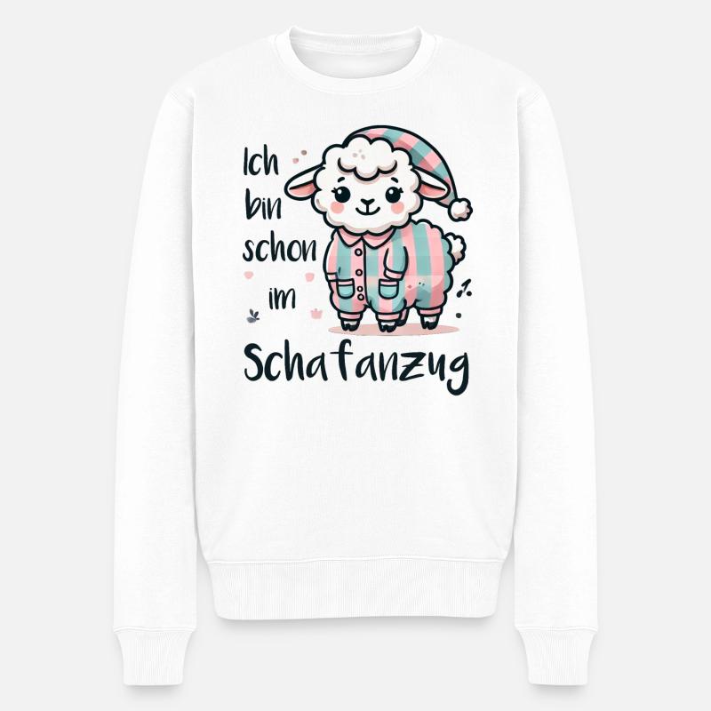 Ich bin schon im Schafanzug - Männer Premium Bio Pullover - Weiß