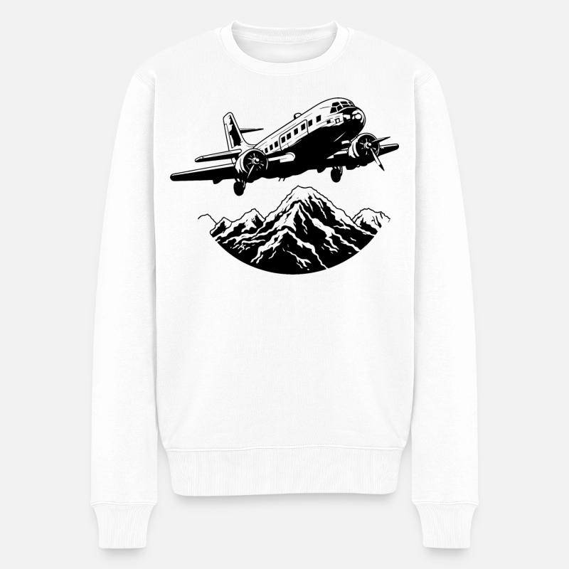 Flugzeug Grafik - Männer Premium Bio Pullover - Weiß