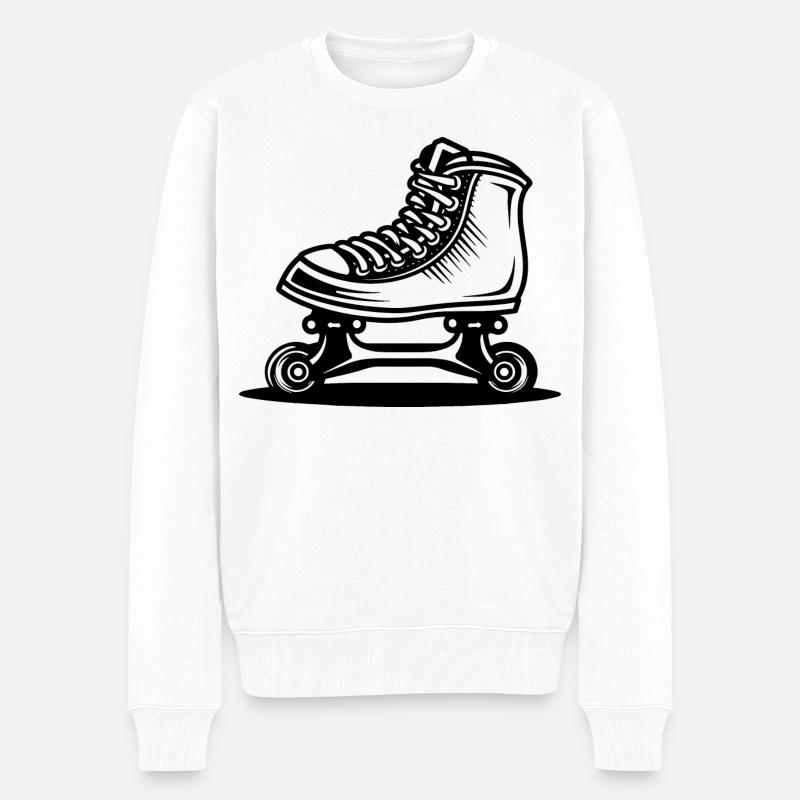 Roller Skates Zeichnung - Männer Premium Bio Pullover - Weiß