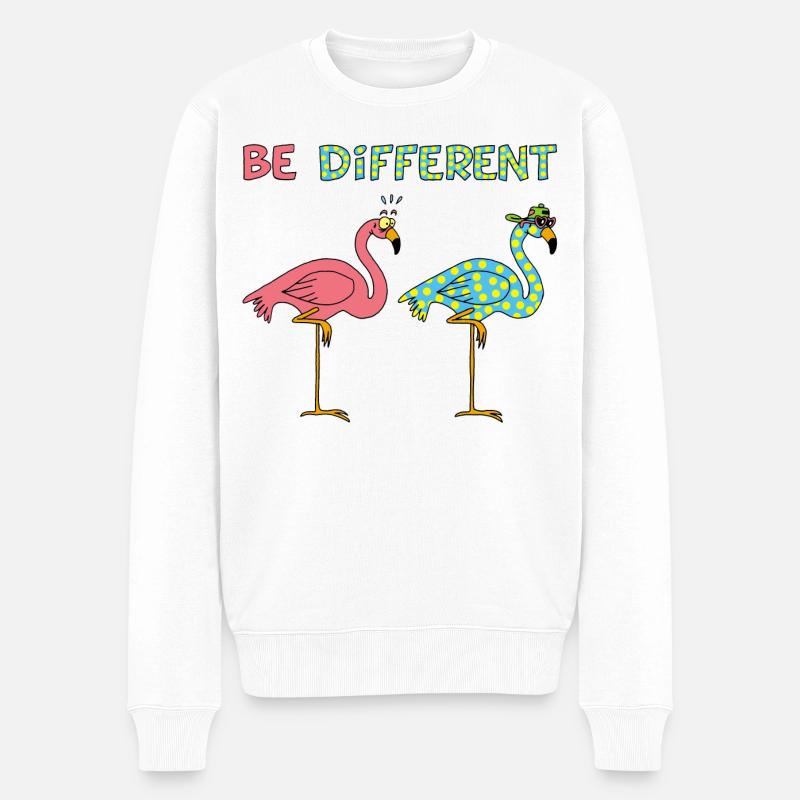 Verschiedene Flamingos - Männer Premium Bio Pullover - Weiß