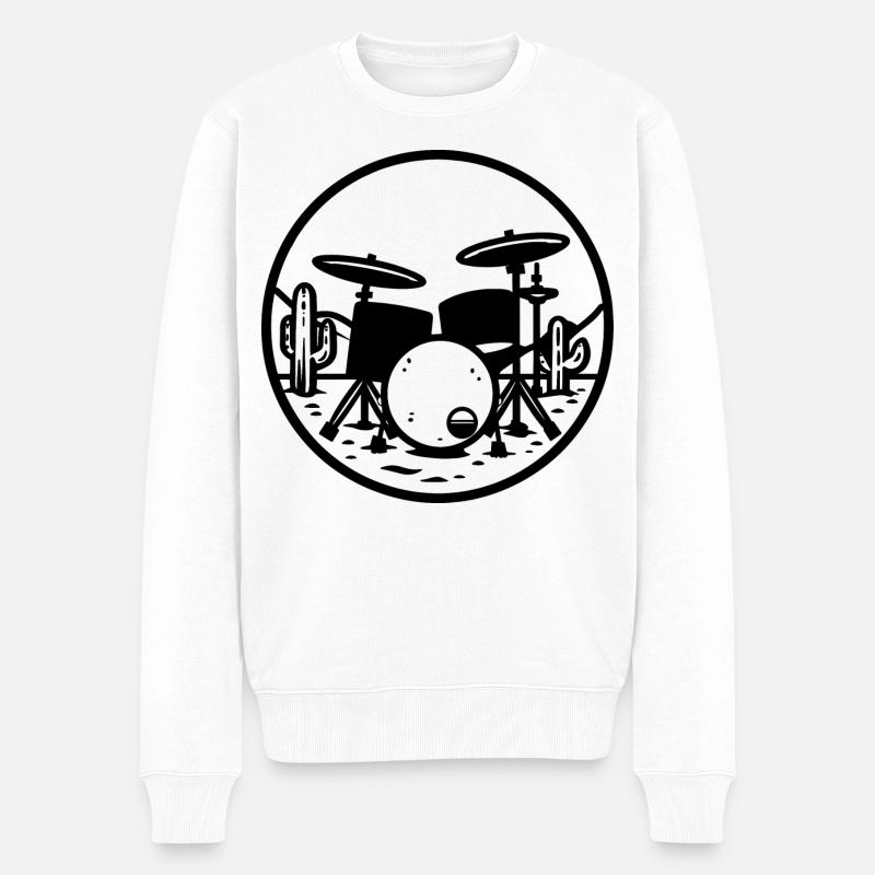 Schlagzeug Grafik - Männer Premium Bio Pullover - Weiß