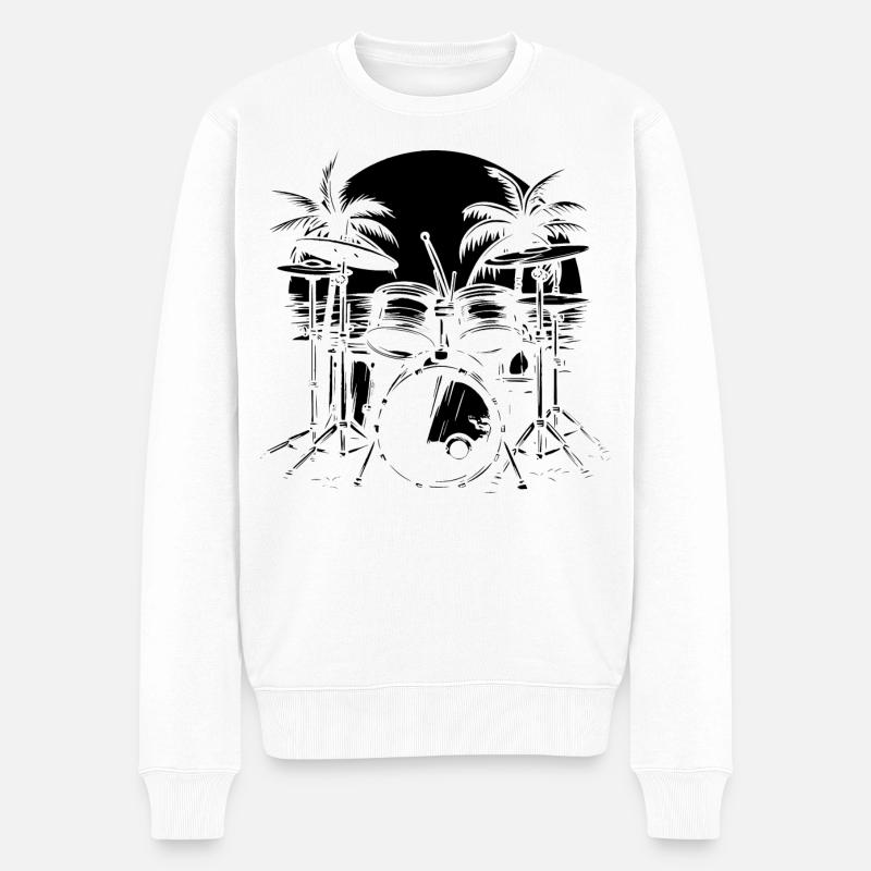 percussion - Pull Premium bio Homme - blanc