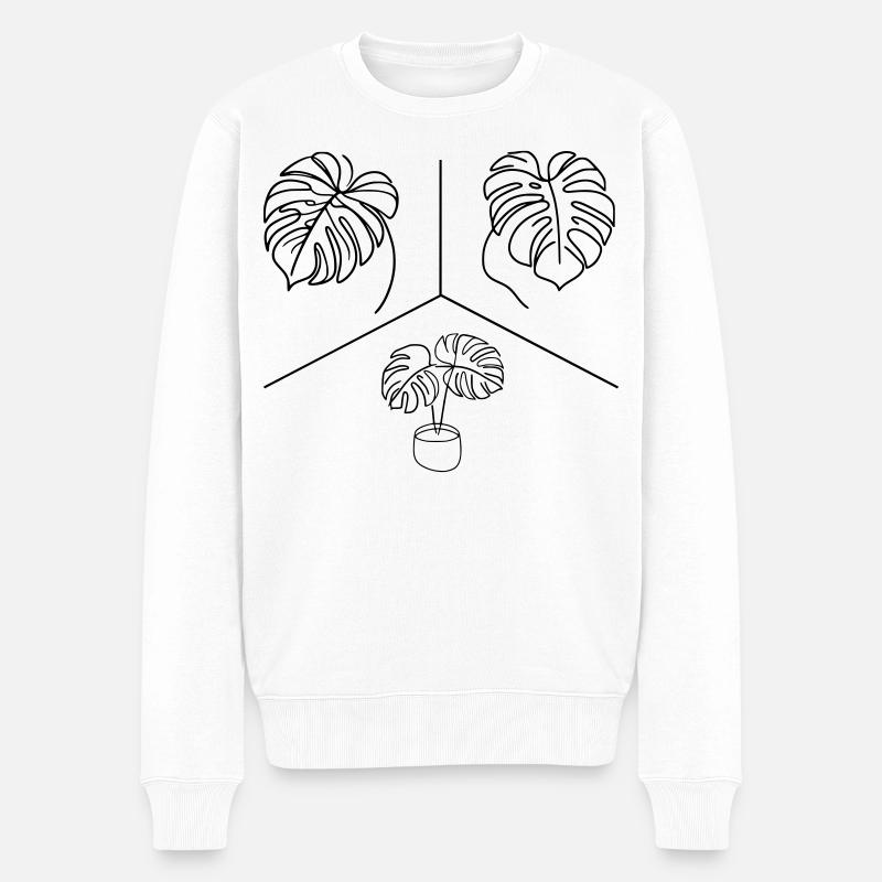Monstera Design - Männer Premium Bio Pullover - Weiß