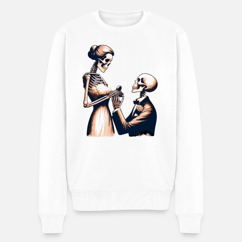 Hochzeit Skelett Parodie Design - Männer Premium Bio Pullover - Weiß