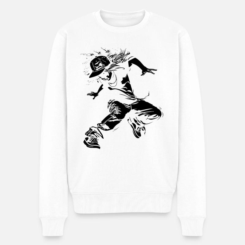 Breakdance Mädchen Zeichnung - Männer Premium Bio Pullover - Weiß