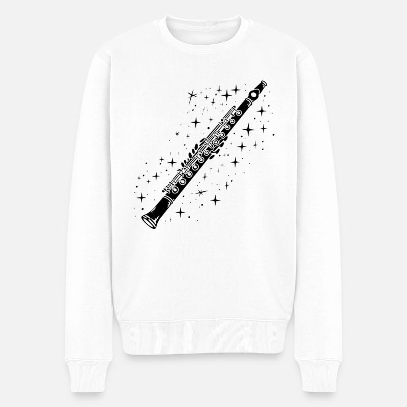 Flöte Zeichnung - Männer Premium Bio Pullover - Weiß
