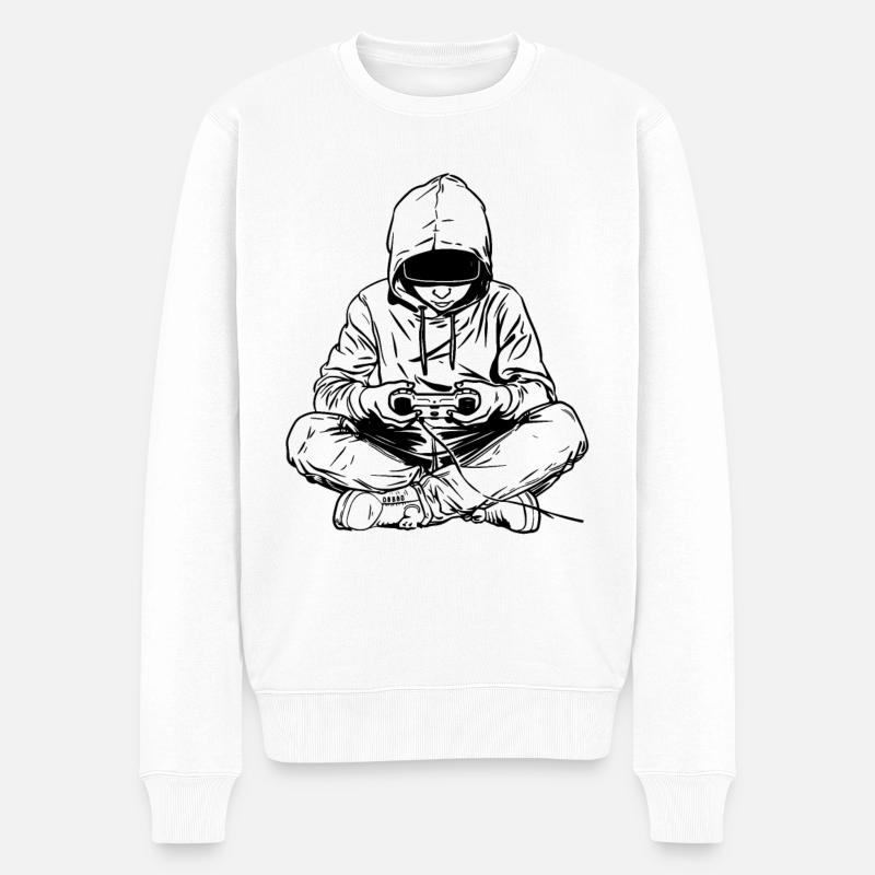 Gamer Grafik - Männer Premium Bio Pullover - Weiß