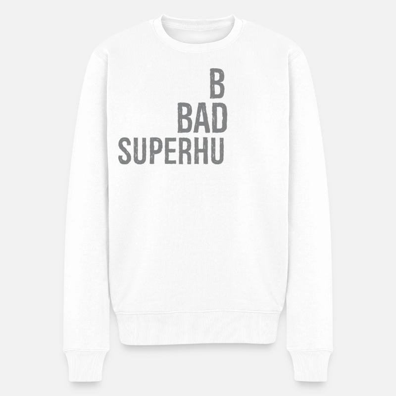 , knallharter Übermensch - Männer Premium Bio Pullover - Weiß