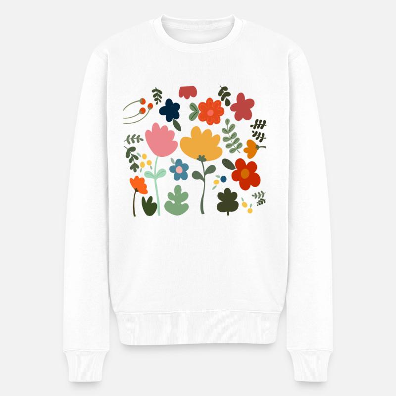 Flower Power Blumen Design - Floral Hippie Style - Pull Premium bio Homme - blanc
