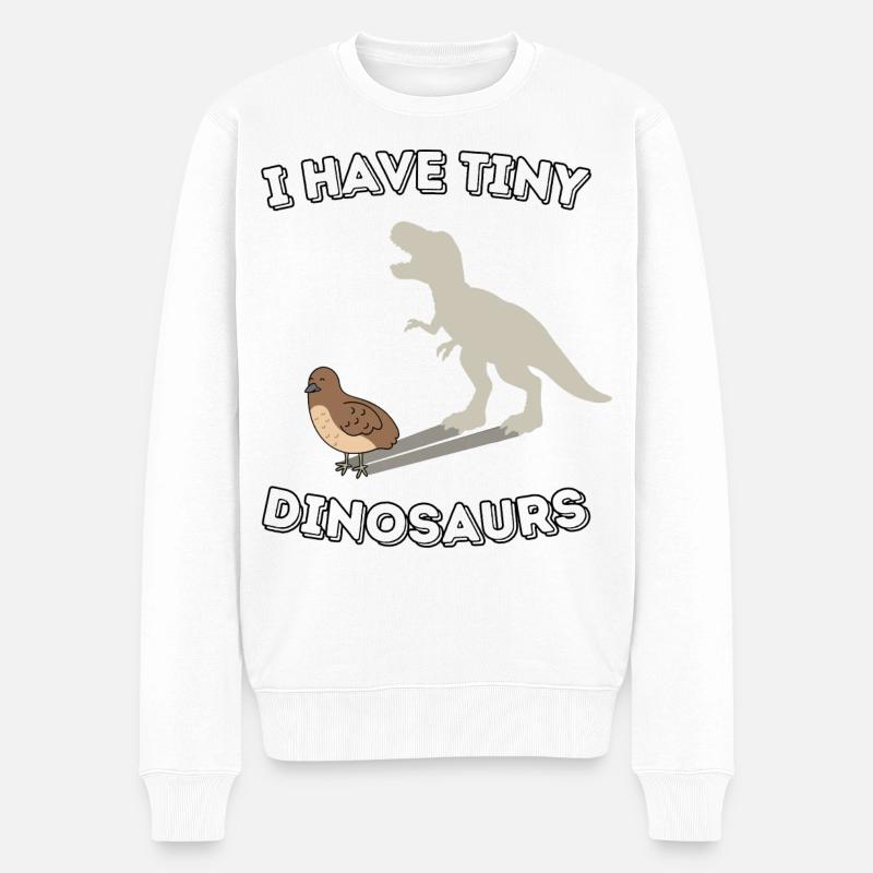 I have tiny Dinosaurs - lustiges Wachtel Design - Männer Premium Bio Pullover - Weiß