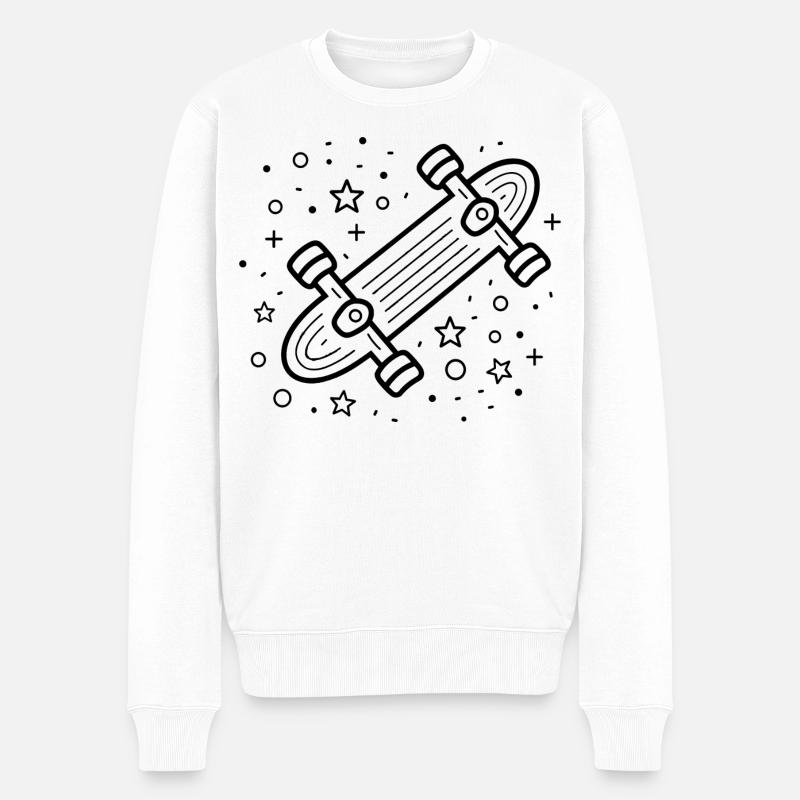 Dessin animé Skateboard - Pull Premium bio Homme - blanc