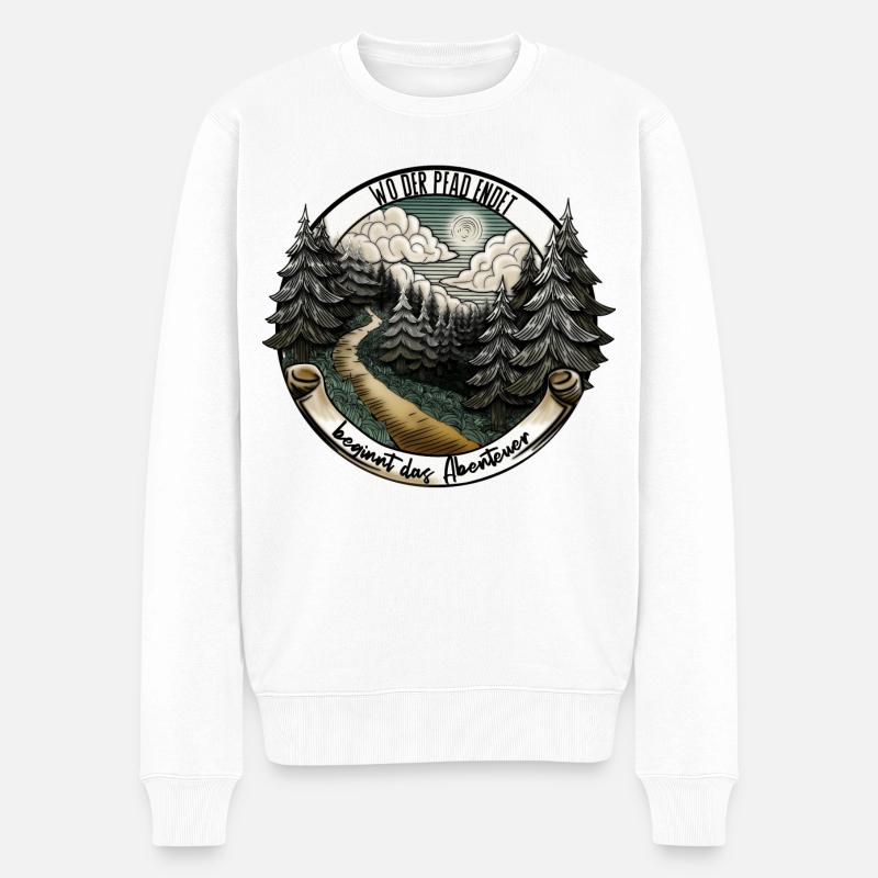 Le chemin détermine l’aventure – Natur Design - Pull Premium bio Homme - blanc