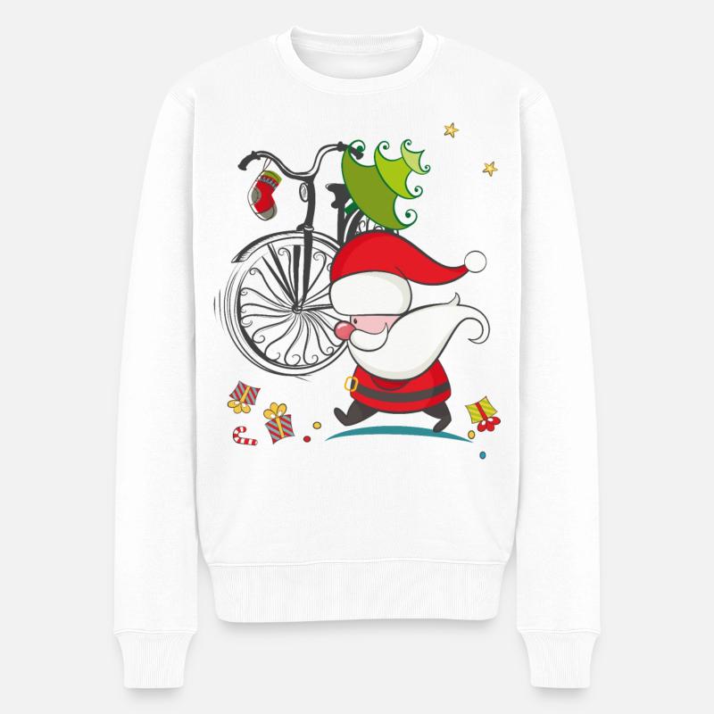 Weihnachtsmann im Stress - Männer Premium Bio Pullover - Weiß