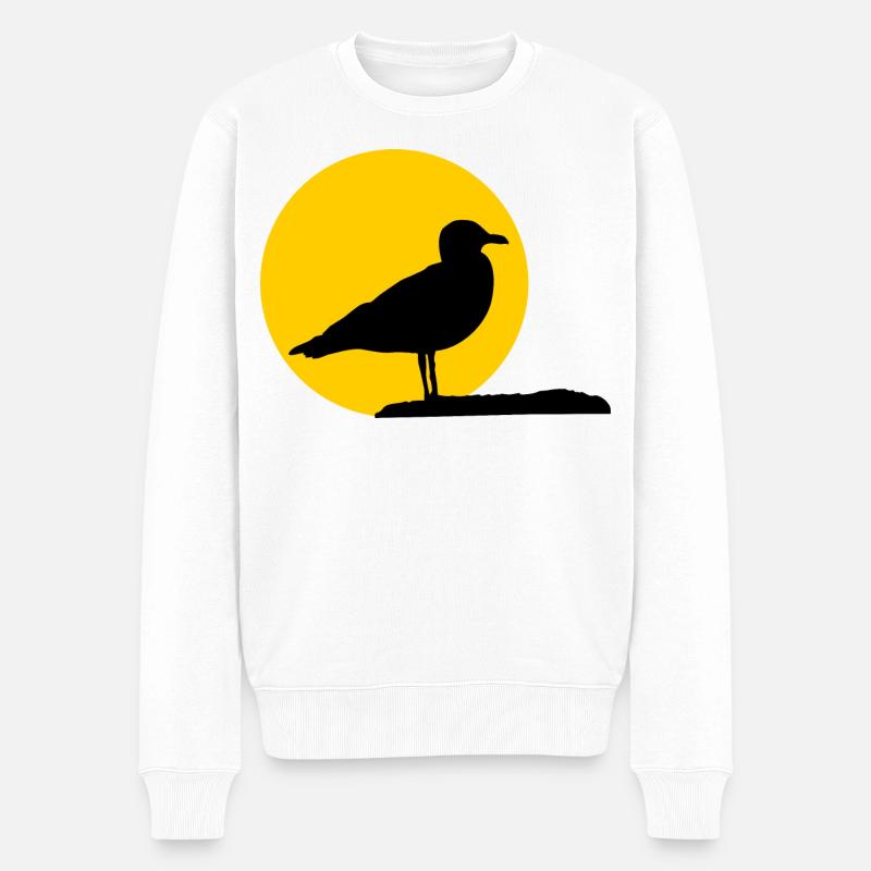 Mouette devant le soleil - Pull Premium bio Homme - blanc