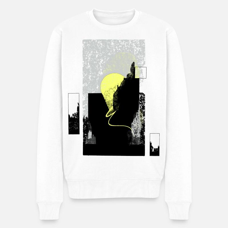 Mondschatten: Abstrakte Stadtsilhouette - Männer Premium Bio Pullover - Weiß