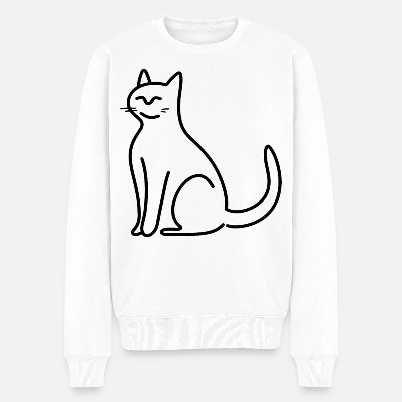Katze - Männer Premium Bio Pullover - Weiß