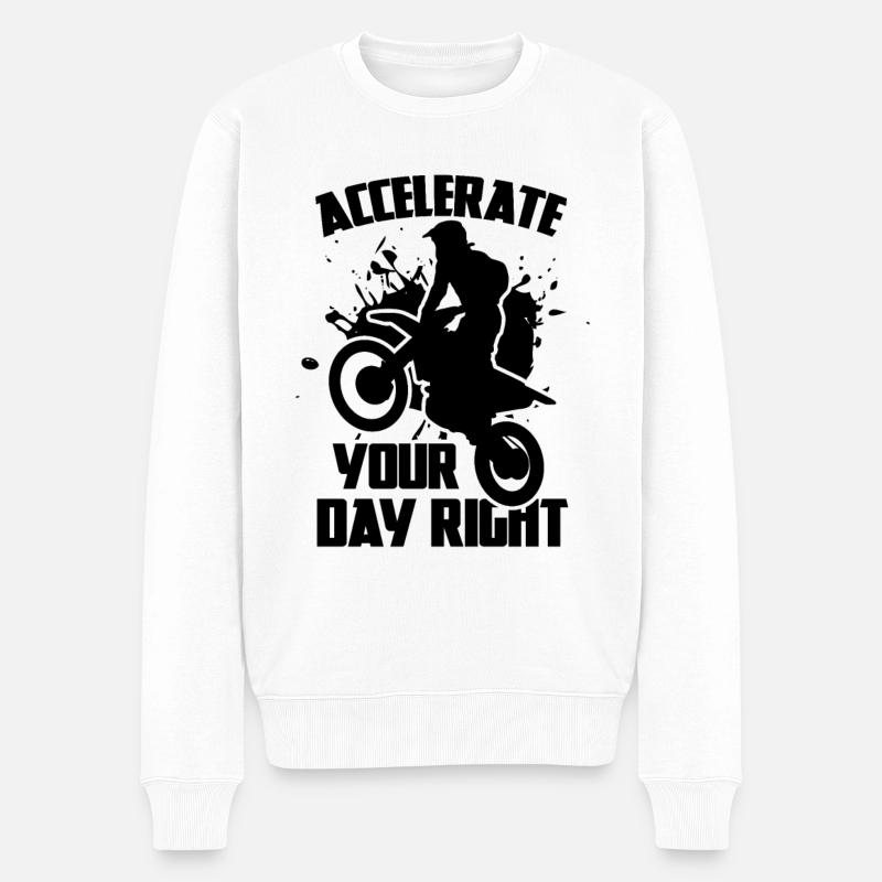 Lustiger Motocross Spruch - Männer Premium Bio Pullover - Weiß