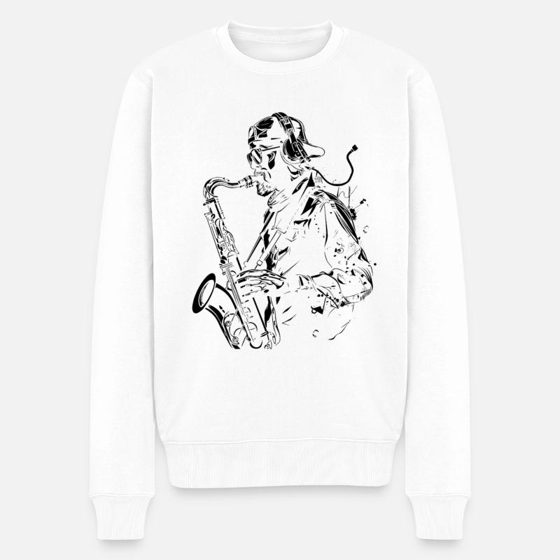 Graphisme Saxophoniste - Pull Premium bio Homme - blanc
