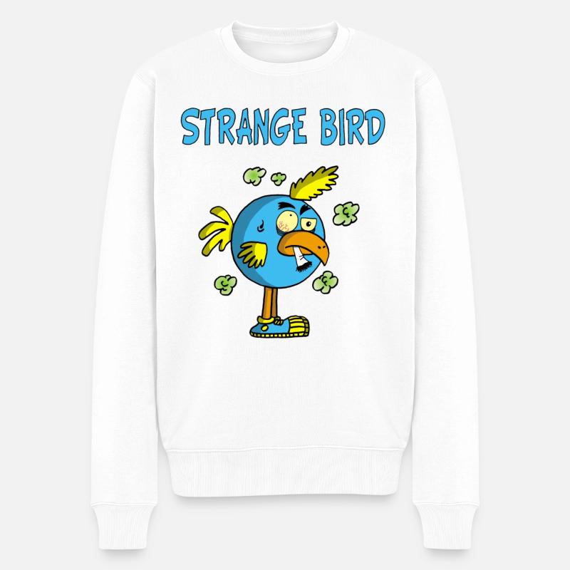 Seltsamer blauer Vogel - Männer Premium Bio Pullover - Weiß