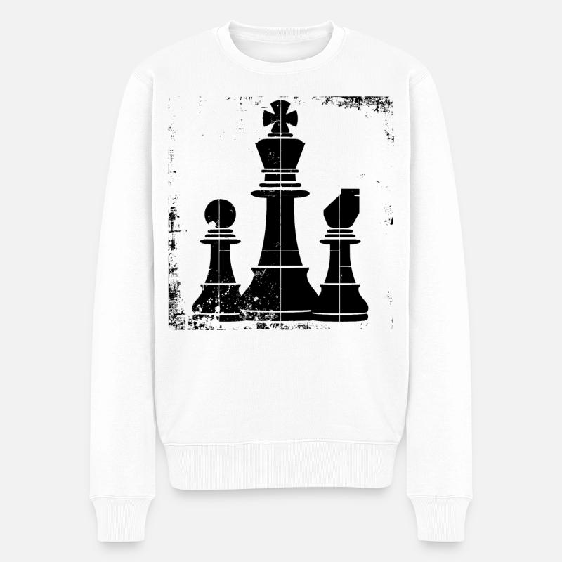 Schachfiguren Zeichnung - Männer Premium Bio Pullover - Weiß