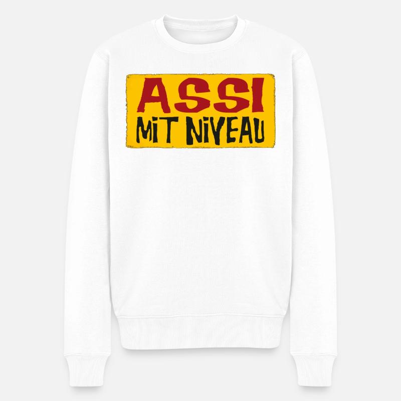 Assi Mit Niveau - Männer Premium Bio Pullover - Weiß