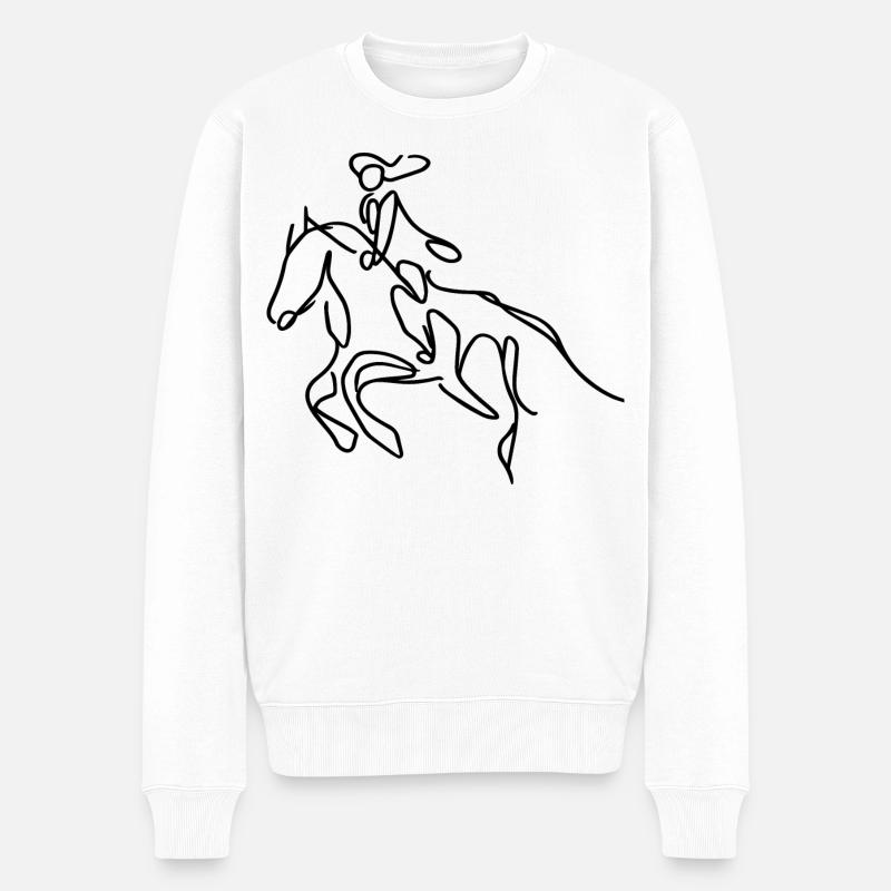 Reiterin Skizze - Männer Premium Bio Pullover - Weiß