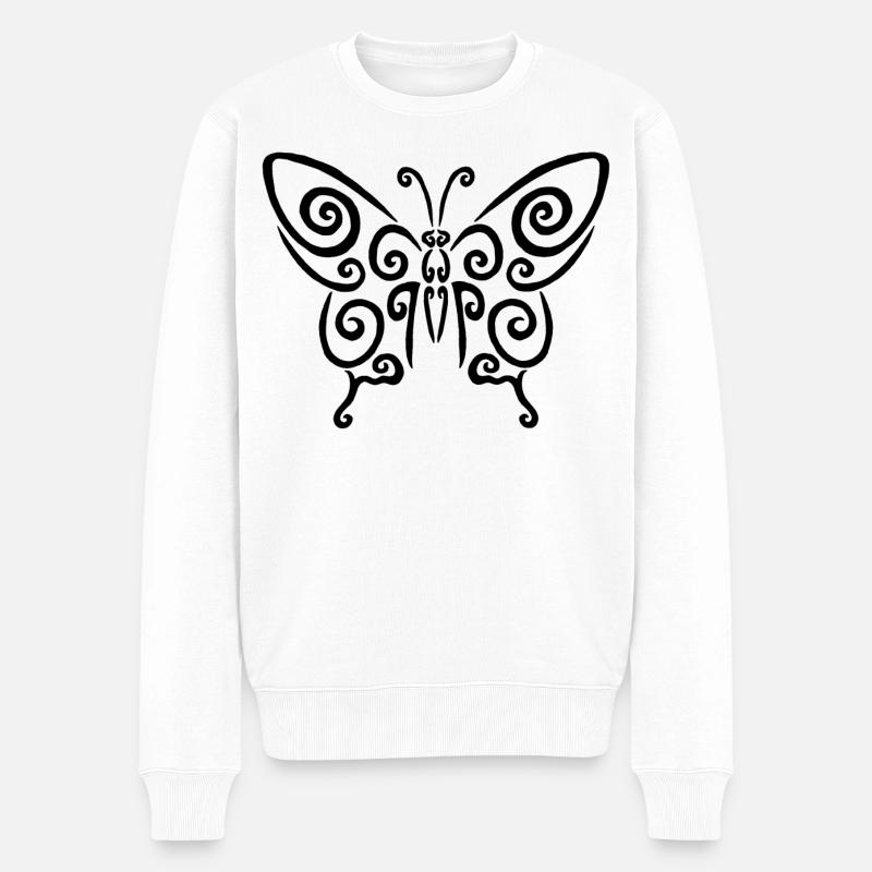Symbol eines schwarzen Schmetterlings - Männer Premium Bio Pullover - Weiß