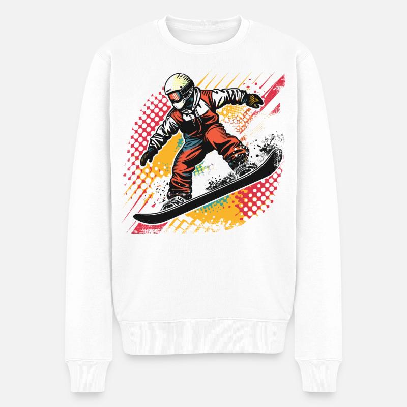 Snowboarder Skizze - Männer Premium Bio Pullover - Weiß