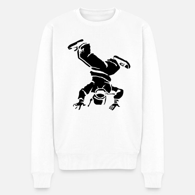 Breakdancer Zeichnung - Männer Premium Bio Pullover - Weiß