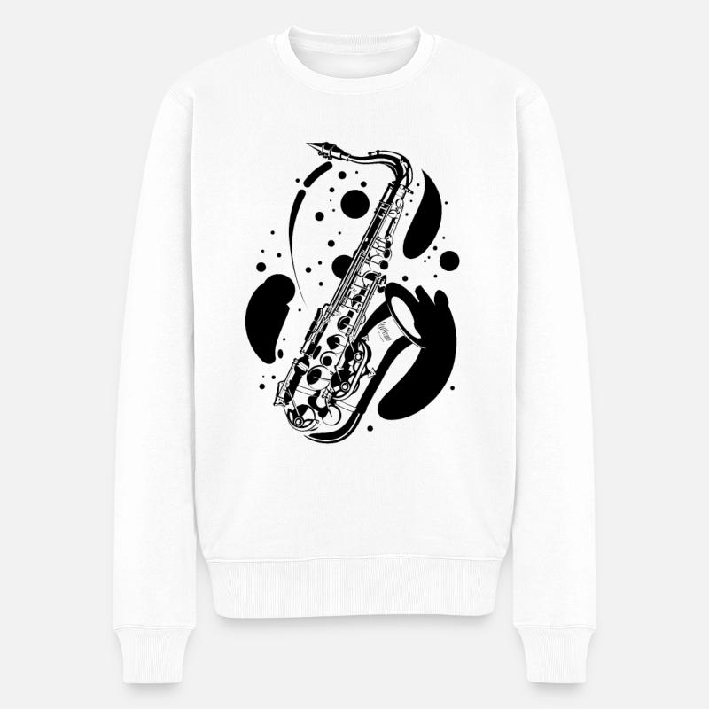 Saxophon - Männer Premium Bio Pullover - Weiß