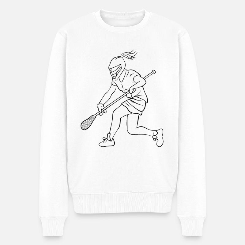 Dessin d’un joueur de crosse - Pull Premium bio Homme - blanc