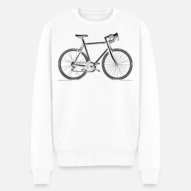 Dessin au trait de vélo - Pull Premium bio Homme - blanc