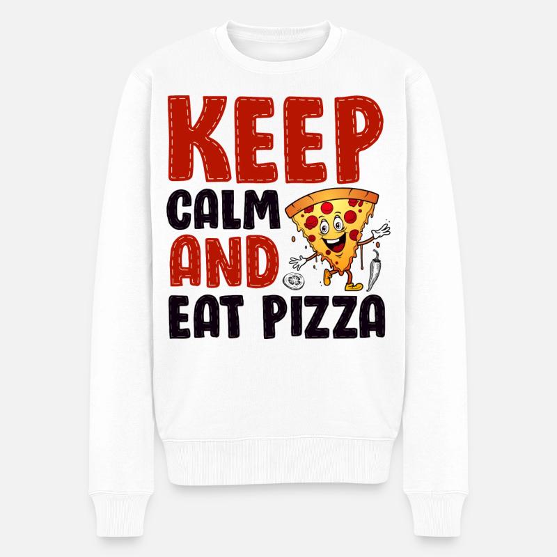 Verspielte Pizza Küche Illustration - Männer Premium Bio Pullover - Weiß
