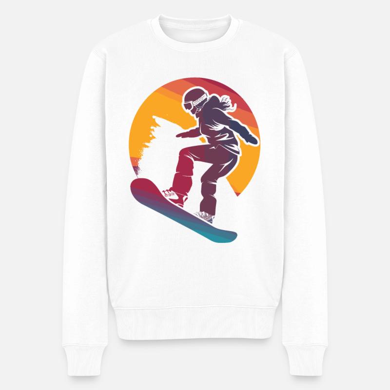 Snowboarding Mädchen - Männer Premium Bio Pullover - Weiß