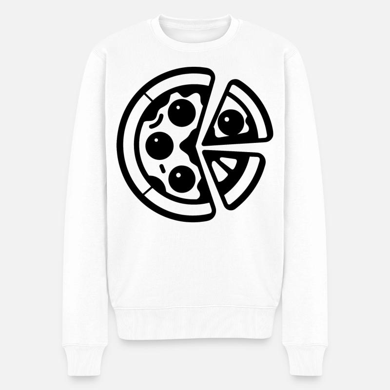 Pizza Zeichnung - Männer Premium Bio Pullover - Weiß