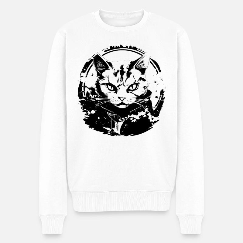Look manga chat - Pull Premium bio Homme - blanc