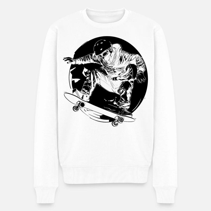 Style bande dessinée skateboarder - Pull Premium bio Homme - blanc