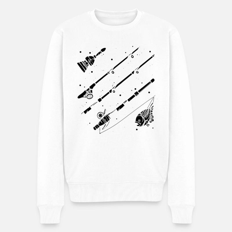 Fischen Grafik - Männer Premium Bio Pullover - Weiß
