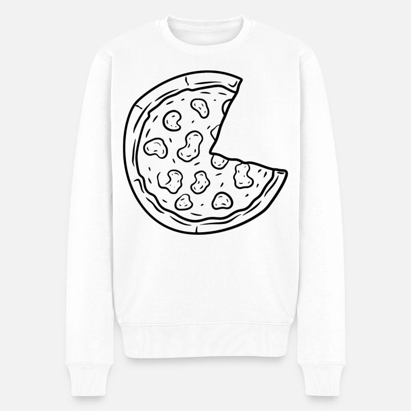 Pizza Zeichnung - Männer Premium Bio Pullover - Weiß