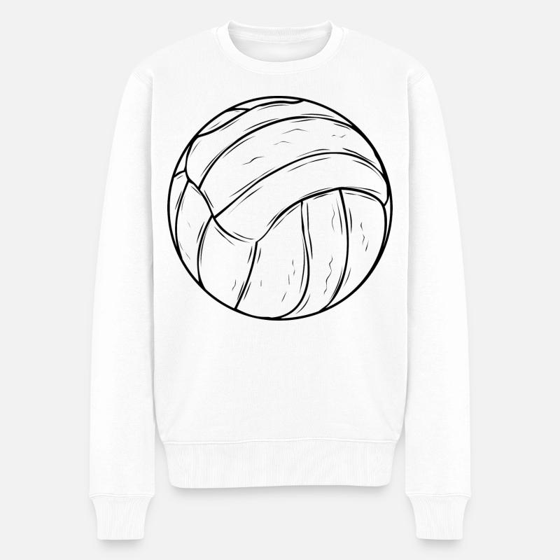 Volleyball Zeichnung - Männer Premium Bio Pullover - Weiß