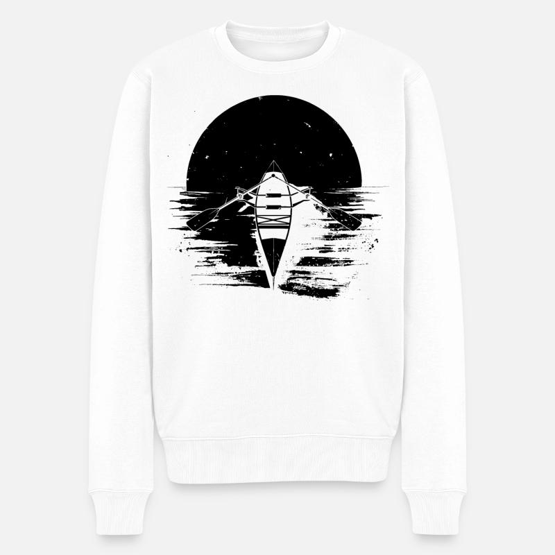 Dessin de bateau à rames - Pull Premium bio Homme - blanc