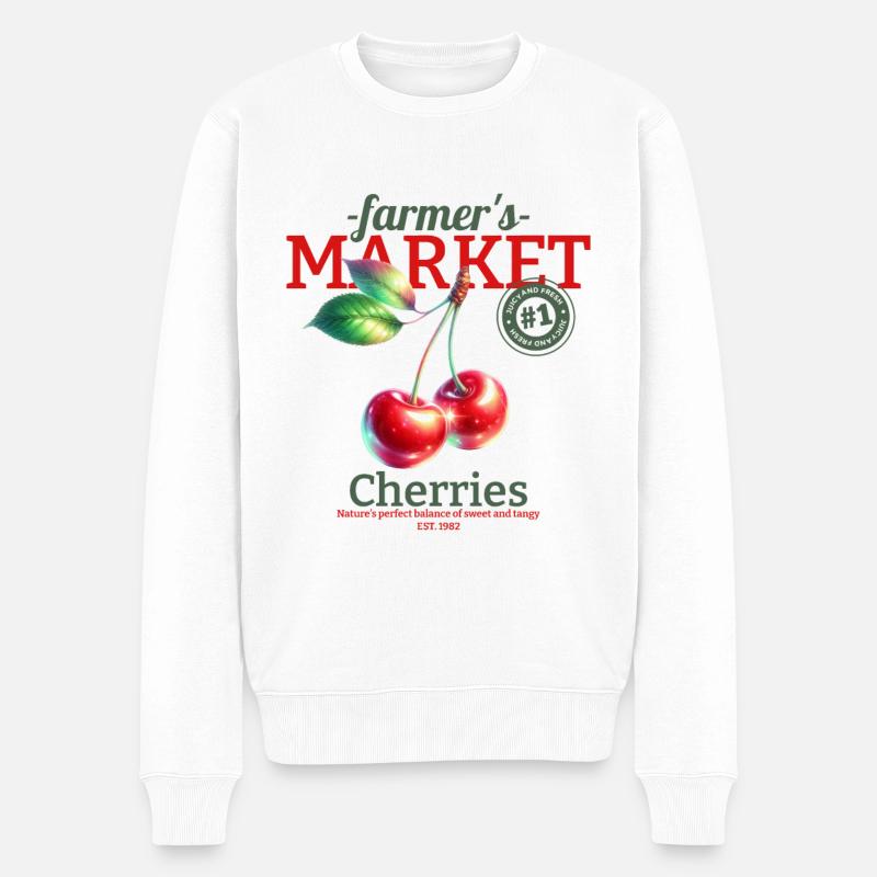 Cerises du marché fermier - Pull Premium bio Homme - blanc