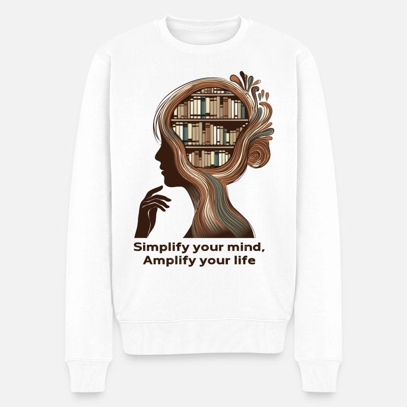 Simplify your mind Achtsamkeit Design - Männer Premium Bio Pullover - Weiß
