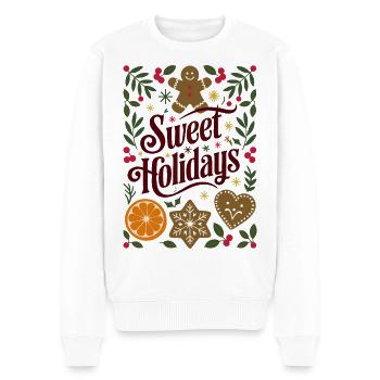Sweet Holidays Lebkuchen-Blumendesign - Männer Premium Bio Pullover - Weiß - Vorne - Thijin (182cm)